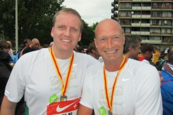 Cormac Diamond is delighted to reach the finish line with running partner Wietse Slort