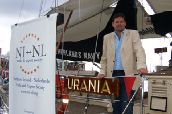 Steve Murnaghan, Founder of NI-NL, prepares to receive guests onboard.  